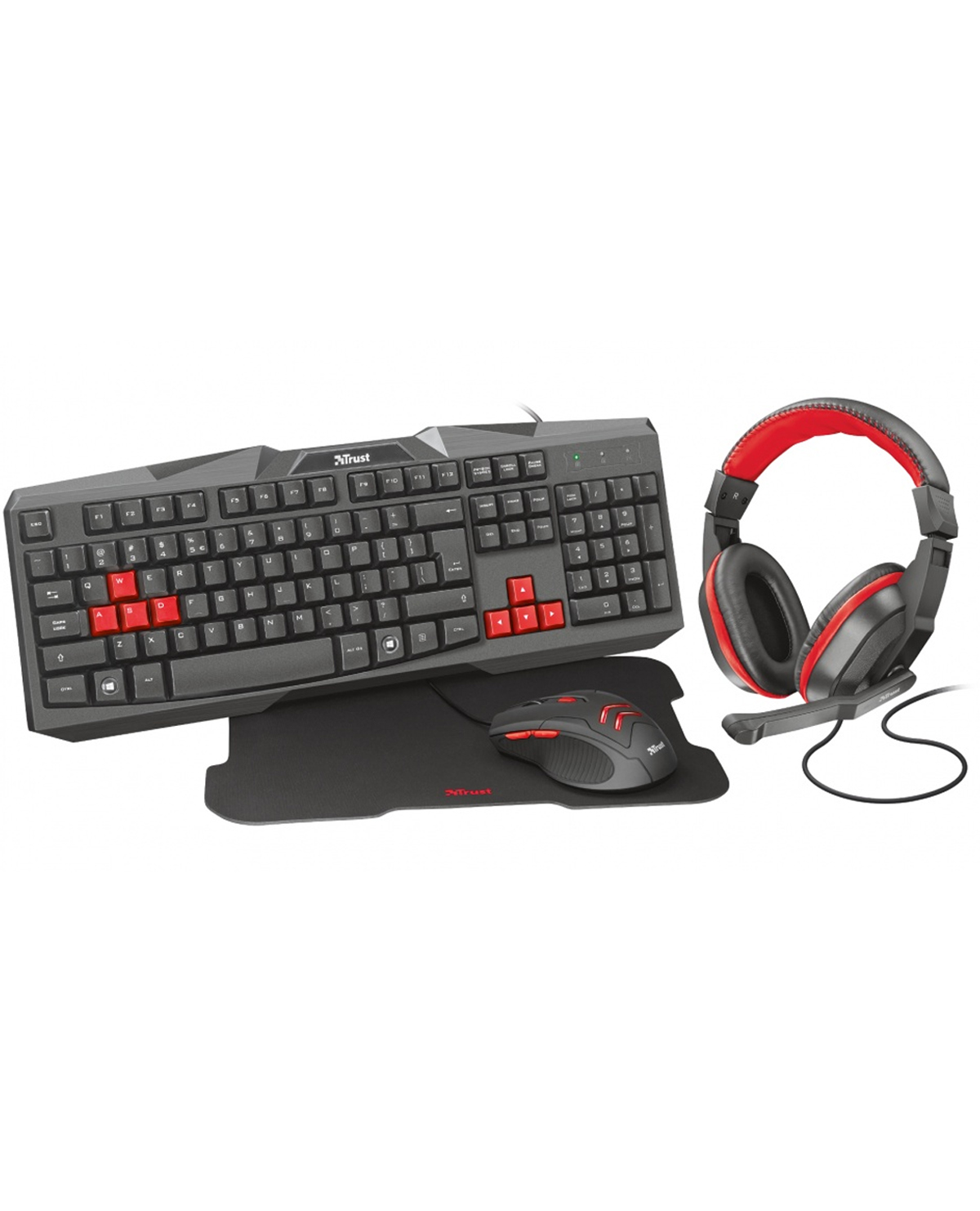 TECLADO HEADSET MOUSE AND MOUSE PAD TRUST ZIVA