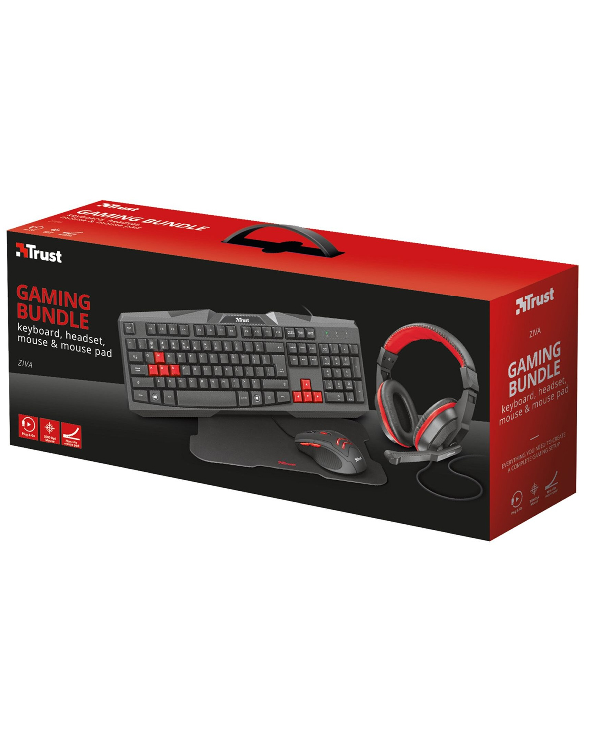 TECLADO HEADSET MOUSE AND MOUSE PAD TRUST ZIVA - Image 2