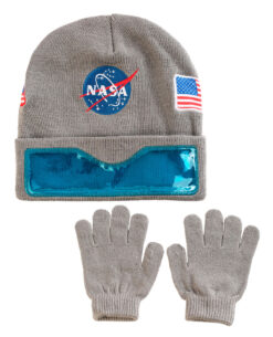 KIT DE GORRO BEANIE Y GUANTES NASA GRIS