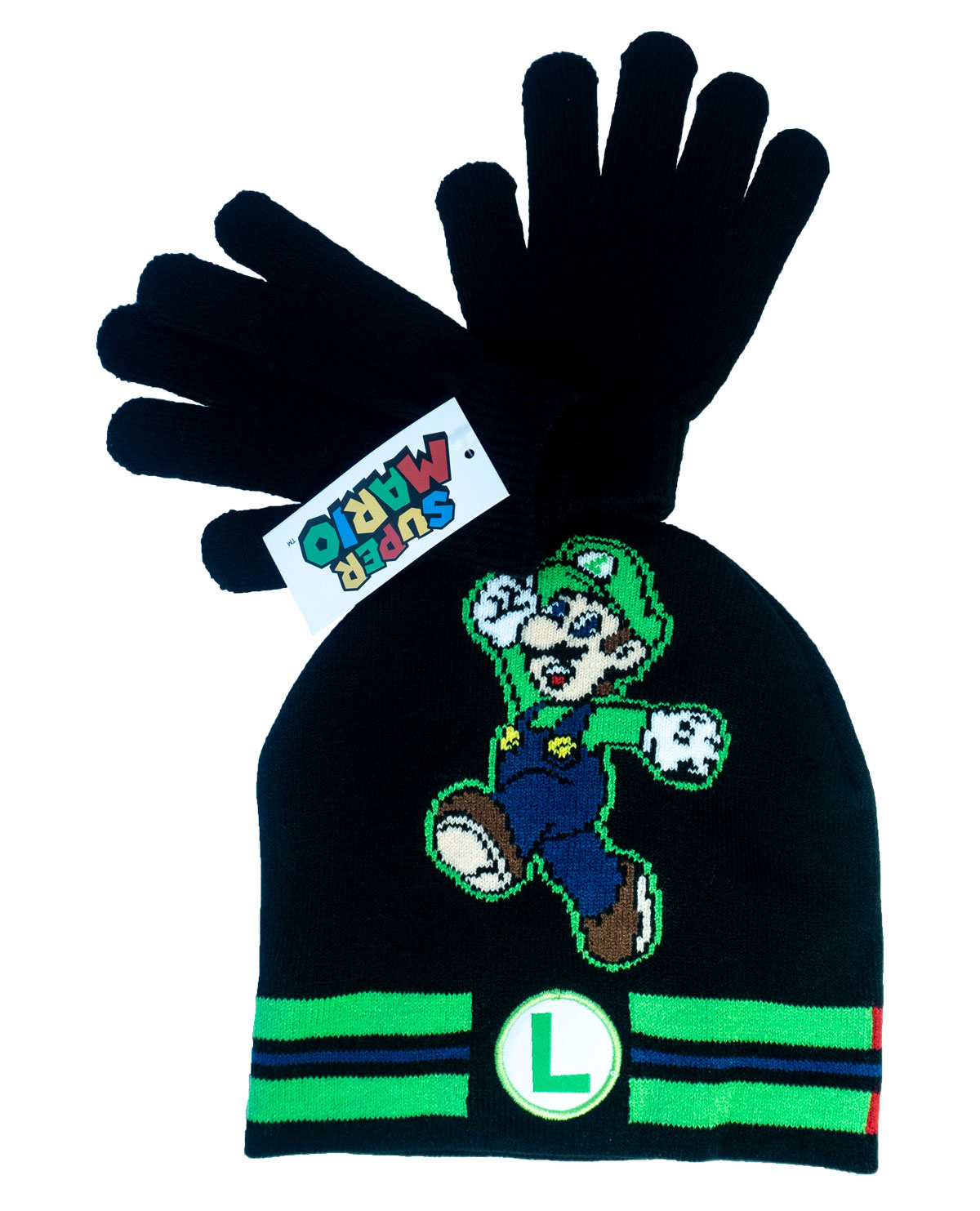 KIT GORRA BEANIE Y GUANTES SUPER MARIO NEGRO - Image 2