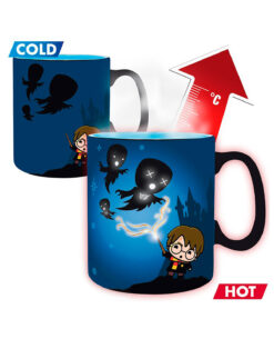 SET HARRY POTTER TAZA DE CERAMICA SENSIBLE AL CALOR Y PIN 9 34