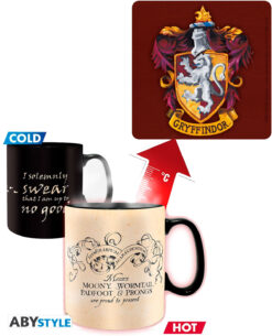 SET HARRY POTTER TAZA MAGICA MAPA EL MERODEADOR Y PORTAVASOS GRYFFINDOR