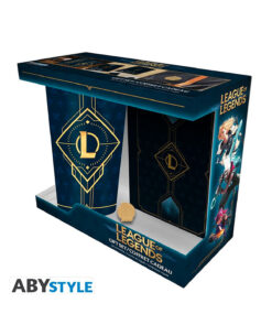 SET DE VASO PIN Y LIBRETA ABY STYLE LEAGUE OF LEGENDS HEXTECK LOGO