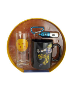 SET DE COLECCION DRAGON BALL TAZA DE CERAMICA MAGICA GLASS Y CAPSULE CORP