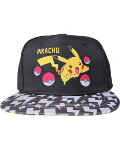 GORRA BIOWORLD NEGRA PIKACHU CHASING POKEBALLS