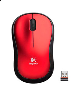 Logitech M185 - Mouse - right and left-handed - optical - wireless - 2.4 GHz - USB wireless receiver - red