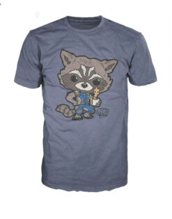 PLAYERA GUARDIANES DE LA GALAXIA POP ROCKET Y BEBE GROOT GRIS CHICA