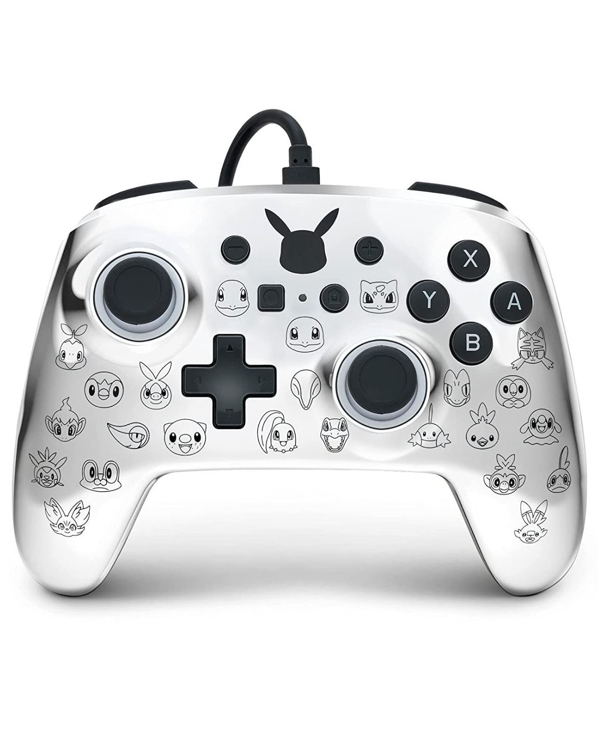 CONTROL NINTENDO SWITCH ALAMBRICO POWER A PIKACHU BLACK AND SILVER