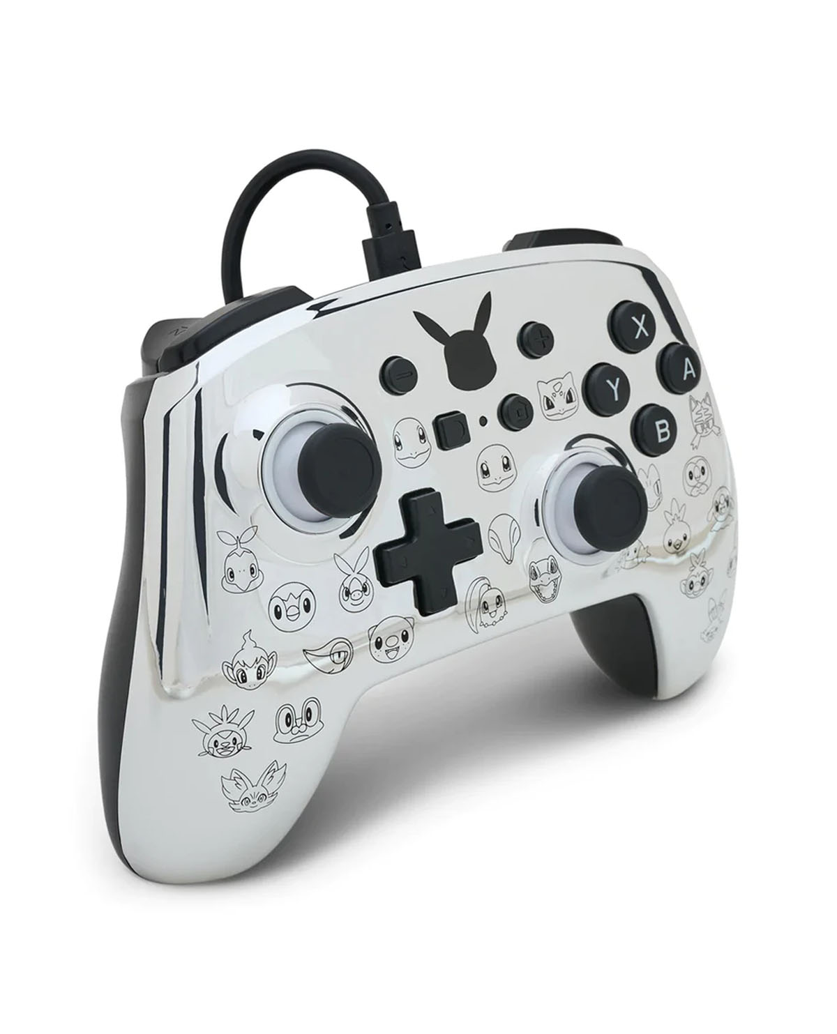 CONTROL NINTENDO SWITCH ALAMBRICO POWER A PIKACHU BLACK AND SILVER - Image 2