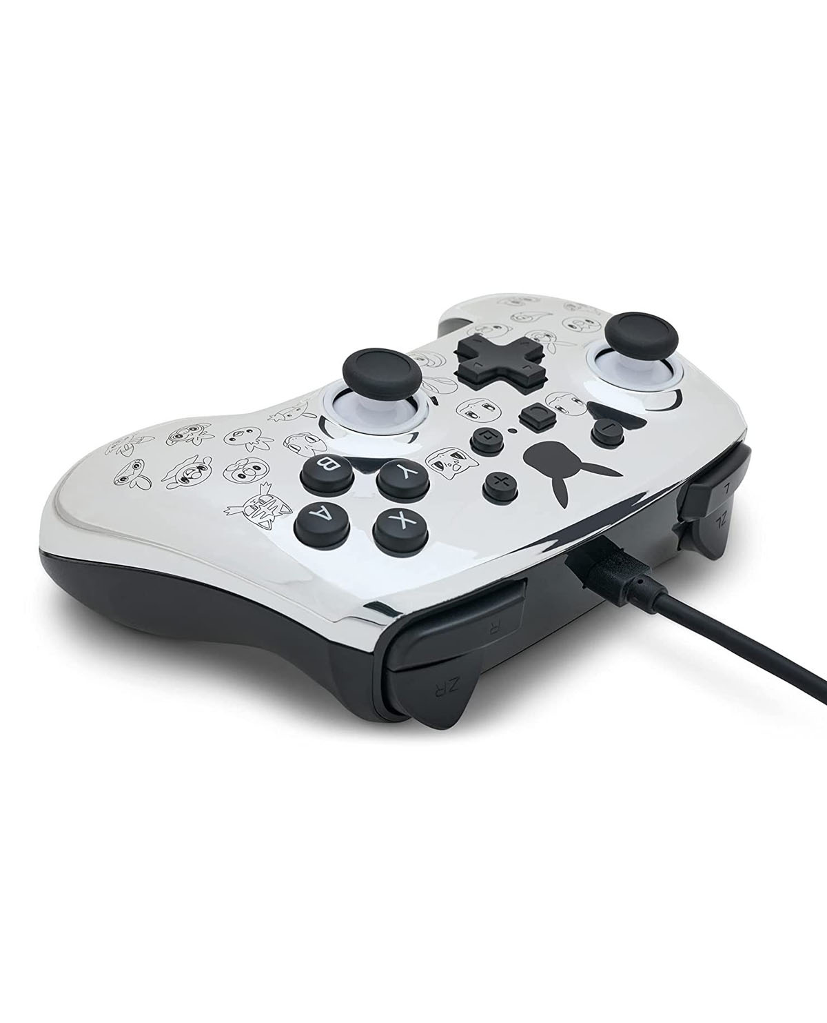 CONTROL NINTENDO SWITCH ALAMBRICO POWER A PIKACHU BLACK AND SILVER - Image 4