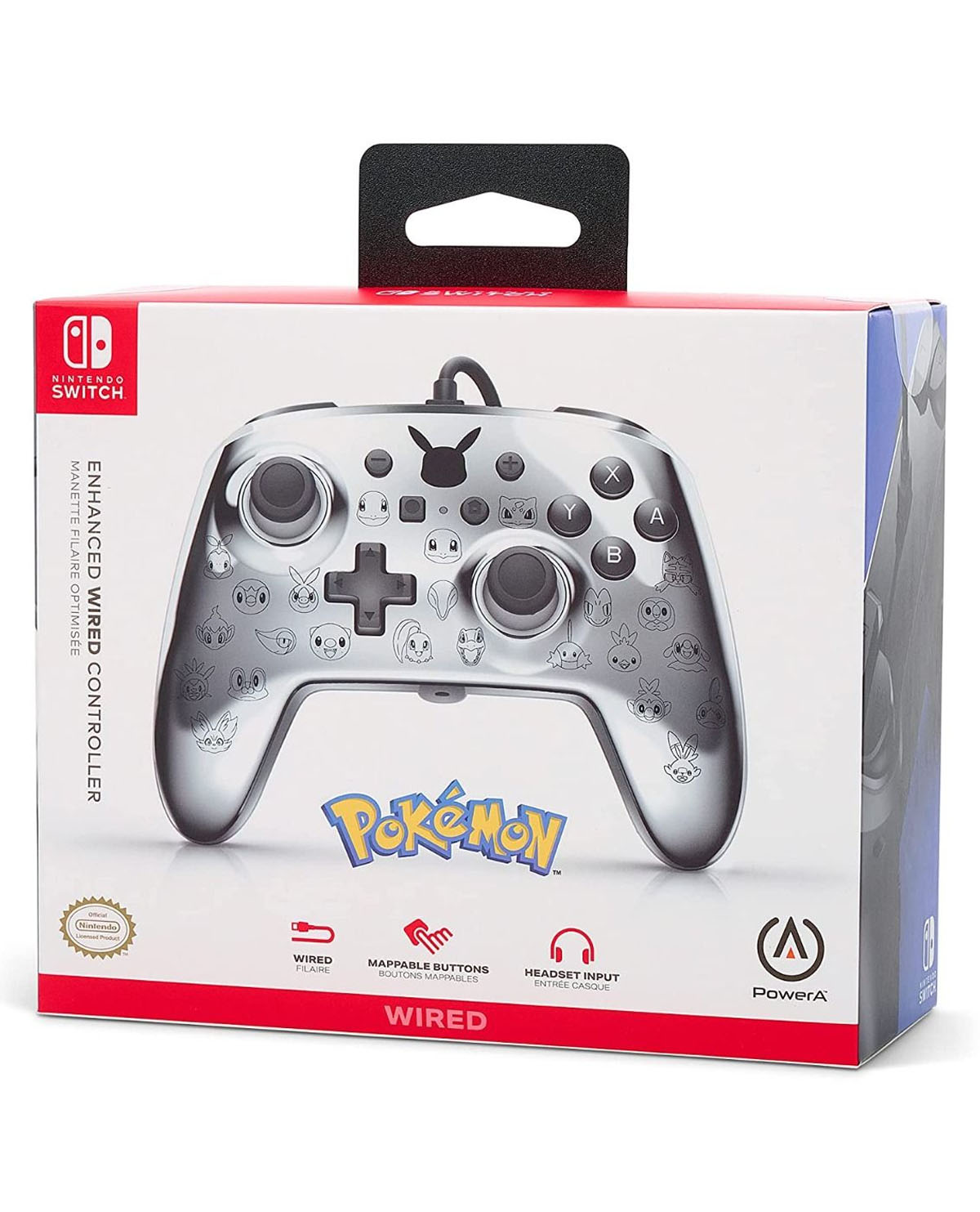 CONTROL NINTENDO SWITCH ALAMBRICO POWER A PIKACHU BLACK AND SILVER - Image 6