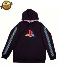 SUDADERA NEGRA PLAYSTATION RETRO RAYAS GRANDE