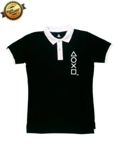 PLAYERA POLO PLAYSTATION ICONOS NEGRA CHICA