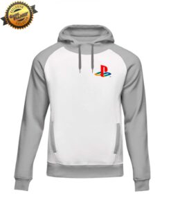 SUDADERA PLAYSTATION GRIS CON BLANCO LOGO RETRO GRANDE