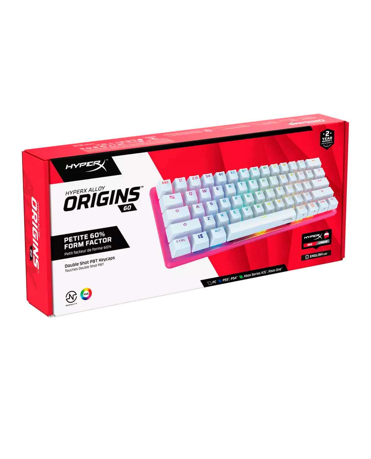 TECLADO ALAMBRICO MECANICO HYPERX ALLOY ORIGINS 60 ROSA - Image 4