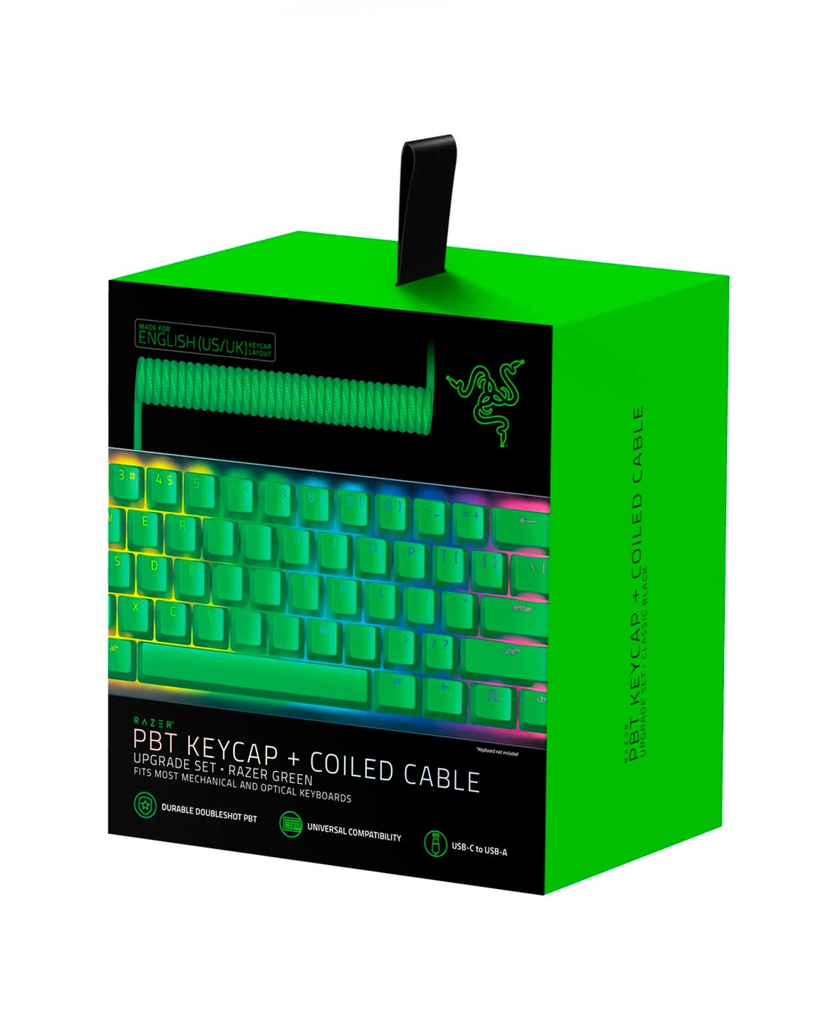 SET RAZER PBT 120 KEYCAPS Y CABLE ESPIRAL UPGRADE RAZER GREEN - Image 4