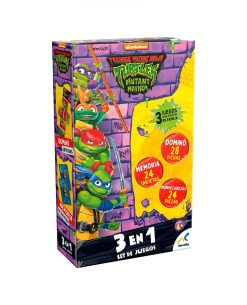 SET DE JUEGOS 3 EN 1 MEMORIA DOMINO Y ROMPECABEZAS TMNT CAJA DE CARTON
