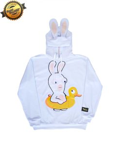 SUDADERA BLANCA UBISOFT RABBIDS CON OREJAS GRANDE