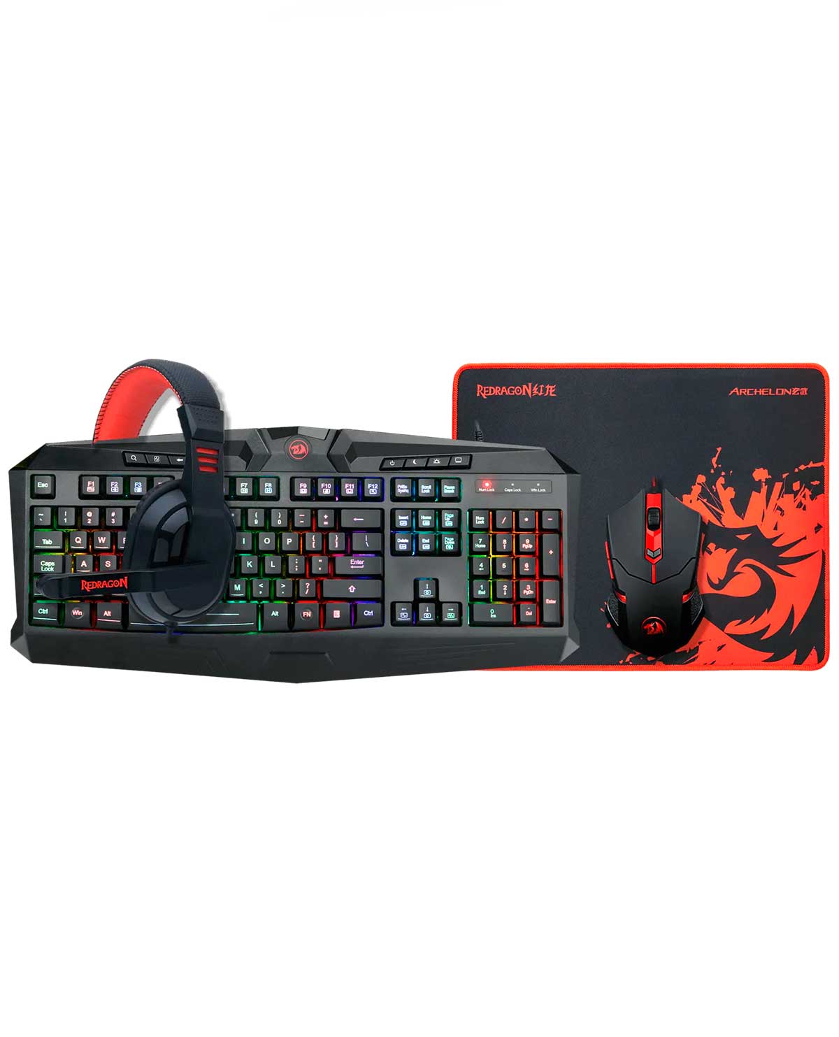 KIT 4 EN 1 TECLADO HARPE K503 MOUSE CENTROPHORUS ALAMBRICO TAPETE ARCHELON M AUDIFONOS ARES