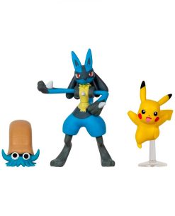 FIGURA POKEMON BATTLE FIGURE 3 PACK OMANYTE PIKACHU LUCARIO
