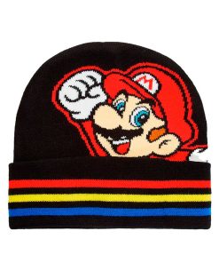 GORRO BEANIE NEGRO MARIO LINEAS TRICOLOR