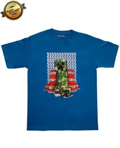 PLAYERA AZUL MINECRAFT BOOM CREEPER MEDIANA