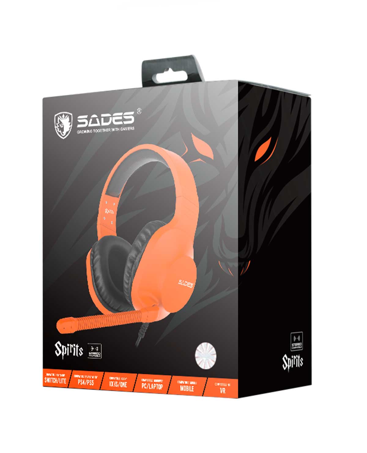 HEADSET ALAMBRICO SADES SPIRIT NARANJA - Image 2