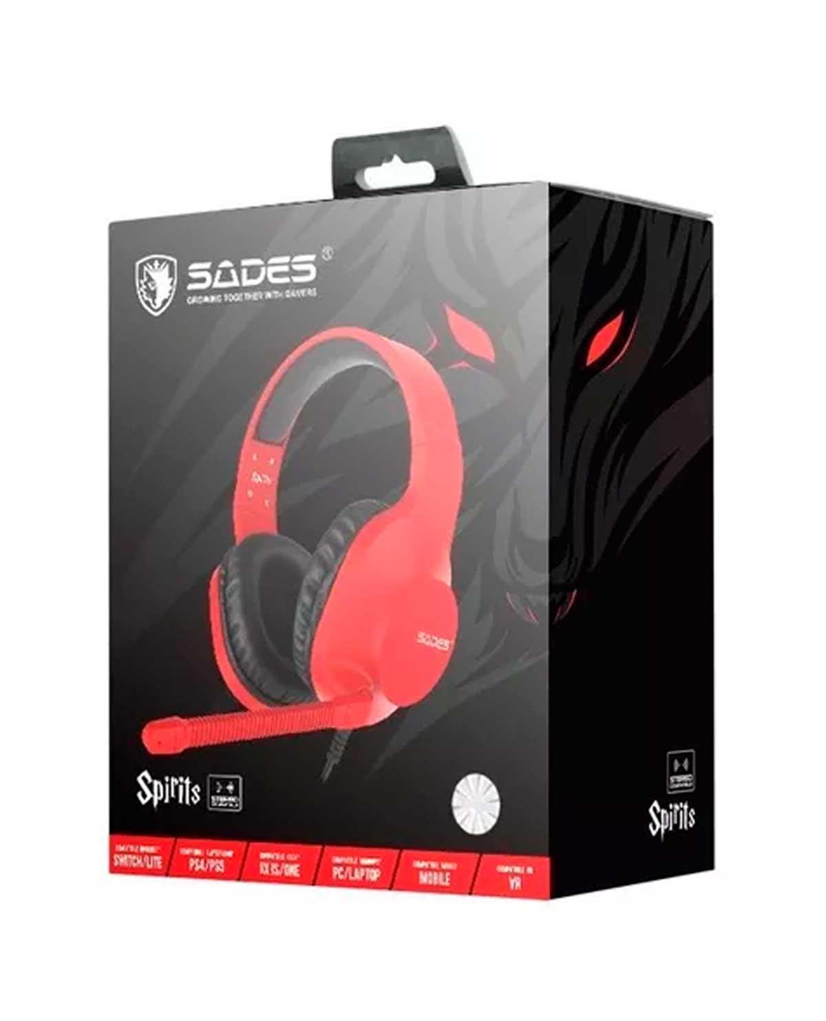 HEADSET ALAMBRICO SADES SPIRIT ROJO - Image 2