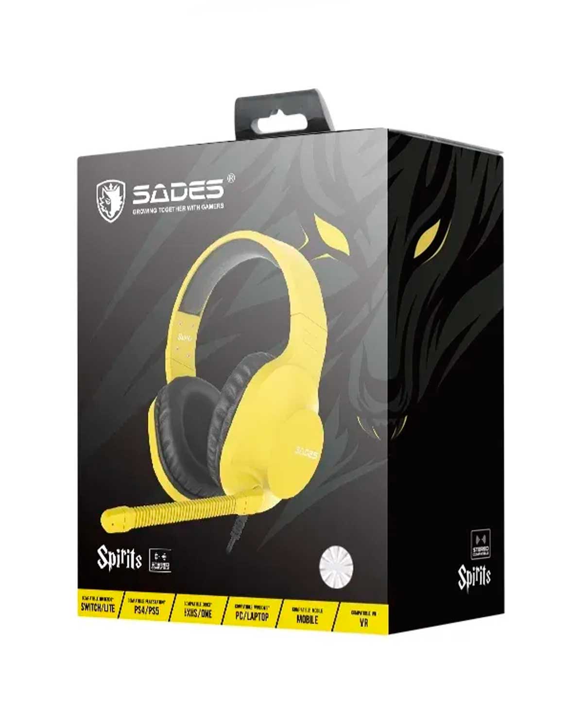 HEADSET ALAMBRICO SADES SPIRIT AMARILLO - Image 2