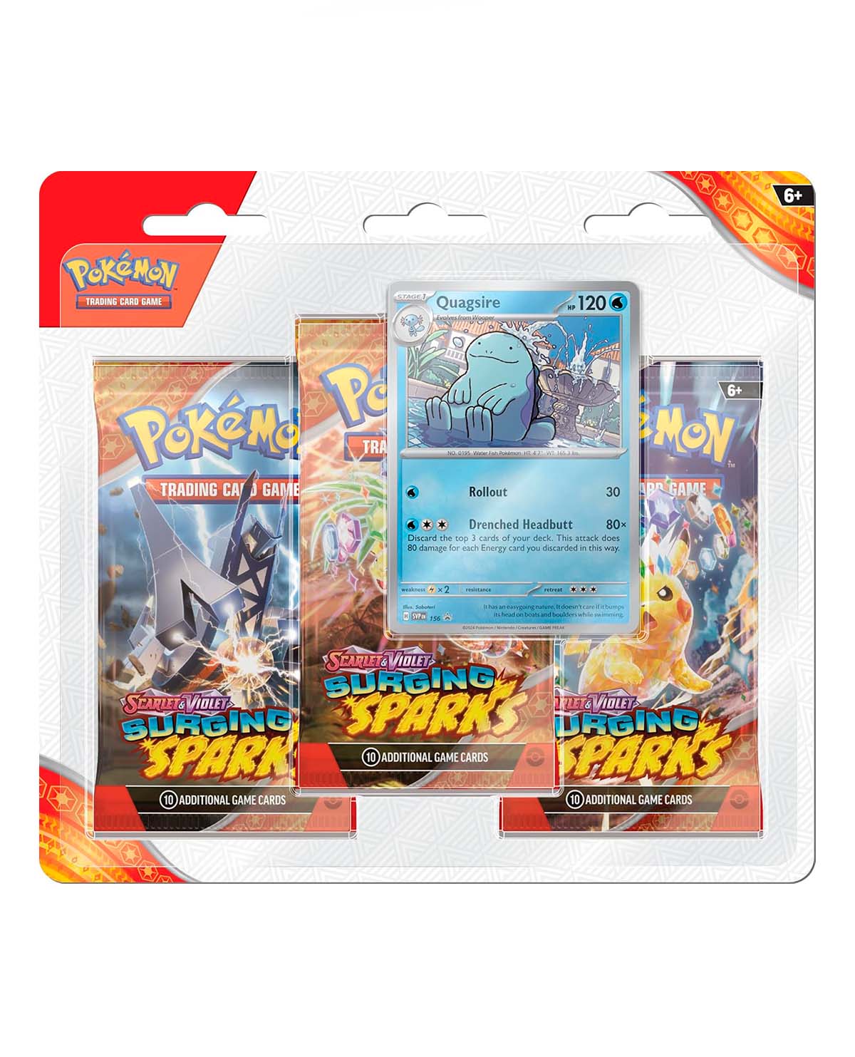 POKEMON TCG SCARLET AND VIOLET 08 SURGING SPARKS THREE BOOSTER BLISTER