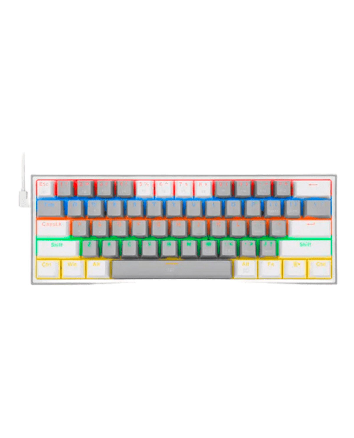 TECLADO REDRAGON K617 FIZZ RAINBOW GRIS Y BLANCO