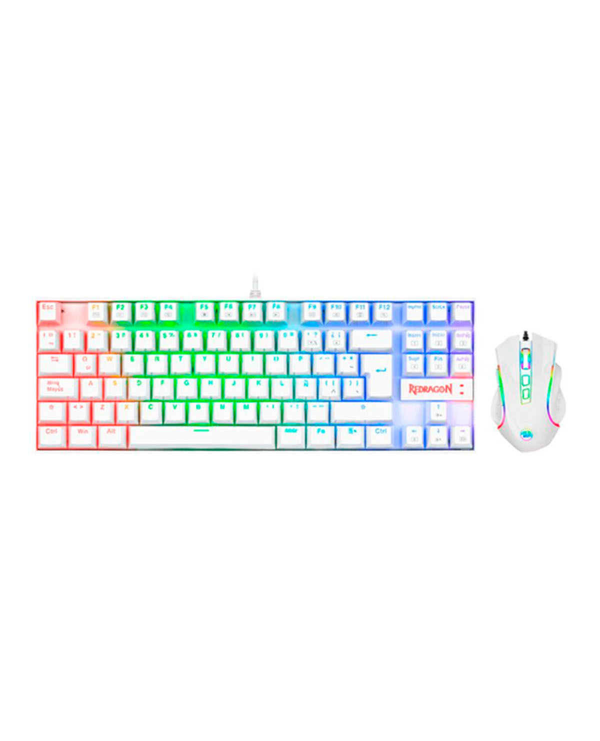 KIT TECLADO REDRAGON KUMARA BLANCO Y MOUSE GRIFFIN BLANCO